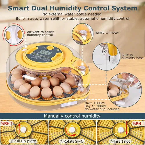 Miniatura 2 de Incubadoras para incubar huevos, incubadora de 18 huevos con vela de huevos, girador automático de huevos, control de temperatura y humedad, día