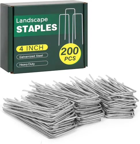 Miniatura 12 de CEWOR Paquete de 500 Grapas de Paisaje de 6 Pulgadas Calibre 11 Estacas de Jardín, Grapas de Jardín Galvanizadas Pines en Forma de U Grapas