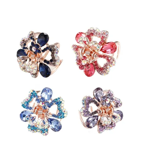 Miniatura 8 de 4 clips de garra de metal mini clips de flores para el cabello Rhinestone pasadores perla pasador