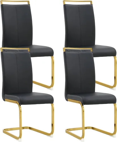Miniatura 11 de Juego de 6 sillas de comedor modernas, de piel sintética, con respaldo alto, elegantes sillas sin brazos con tubo en forma de C, patas de metal