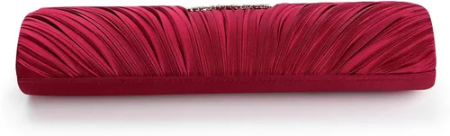 Miniatura 5 de Mulian LilY - Bolso de mano plisado de satén con broche de pedrería