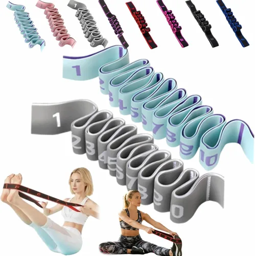 Miniatura 6 de Banda de resistencia de fitness para estiramiento y yoga, bandas de resistencia con asas para brazos, ejercicio de tirador de moda, bandas