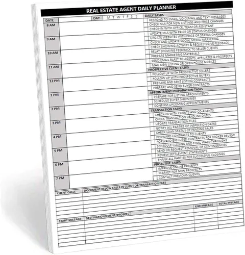 Miniatura 6 de Suministros para agentes inmobiliarios - Bloc de notas de lista de tareas de planificador diario. Documento simple de una página con calendario