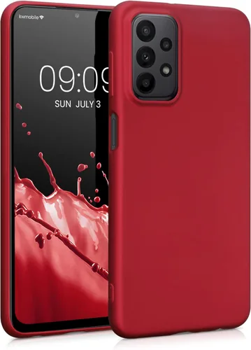 kwmobile Funda compatible con Samsung Galaxy A23 4G / 5G - Funda de silicona TPU metálica suave y delgada - Rojo oscuro metálico