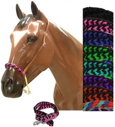 Miniatura 2 de Showman Trenzado Nylon Cuero Cruda Caballo Barril Racing Entrenamiento Noseband Tie Down (Multi Color)