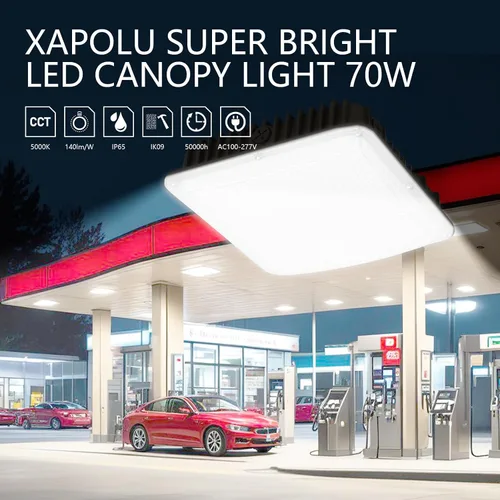 Miniatura 2 de Luz LED de toldo de 70 W para exteriores, 5000 K, luz diurna de 10.4 x 10.4 pulgadas, 9800 lúmenes (reemplazo HID de 350 W) IP65, luces de garaje al