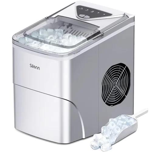 Miniatura 15 de Máquina de hielo Nugget para encimera, Silonn máquina de hielo de pellets masticables con función de autolimpieza, 33 libras/24H máquinas de hielo