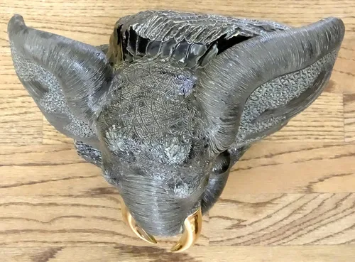 Miniatura 7 de De Rosa Busto de elefante negro grande de cerámica esculpida hecha a mano tamaño galería