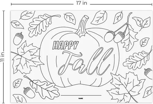 Miniatura 5 de Manteles individuales de actividades para colorear de Acción de Gracias, 12 hojas para colorear de Feliz otoño, 11 x 17 pulgadas, papel de dibujo