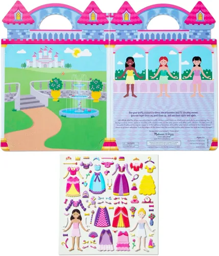 Miniatura 5 de Melissa & Doug Princesa Puffy, juego de adhesivos, Juego de calcomanías infladas - princesa, 1, Azul