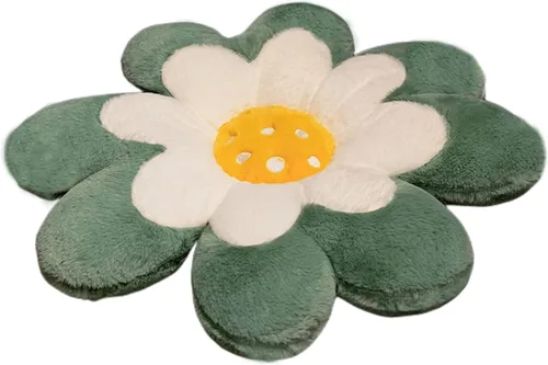 Cojín de felpa con diseño de margaritas, cojín de flores, tapete lumbar para dormitorio, oficina, decoración del hogar y auto (17.7 pulgadas, verde)
