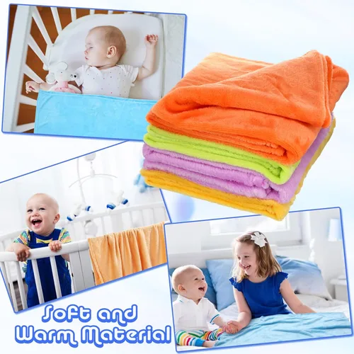 Miniatura 6 de Kinlop 16 mantas peludas para bebé, 39 x 27 pulgadas, suaves para niños, acogedora manta ligera y cálida, para primavera y verano, para bebés, niñas