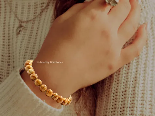 Miniatura 847 de Amazing Gemstone Pulsera de cristal para mujeres y hombres, pulsera de cristal curativo de protección, pulsera elástica con cuentas de piedras
