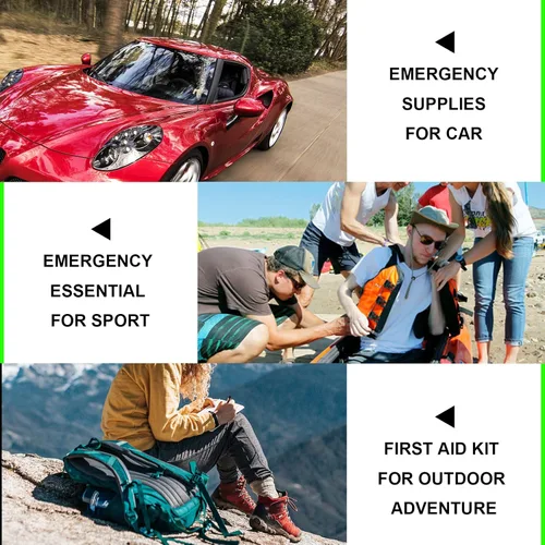 Miniatura 6 de Kit de primeros auxilios para casa y negocios - Kit de emergencia para camping y automóvil - 300 piezas de suministros de repuesto esenciales