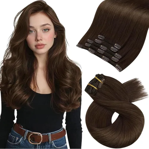 Miniatura 94 de Moresoo Extensiones de cabello humano Remy con clip, color rubio platino, extensiones de cabello humano real de doble trama, color rubio #60, 18