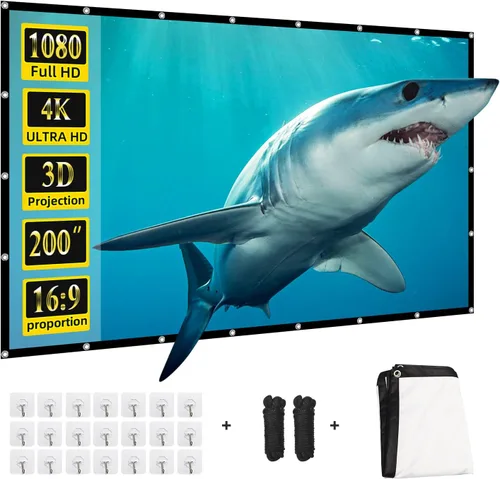 Miniatura 16 de Pantalla de proyector, pantalla de proyección frontal trasera portátil plegable de 84 pulgadas, para interiores y exteriores, 4K 16:9 HD, pantalla