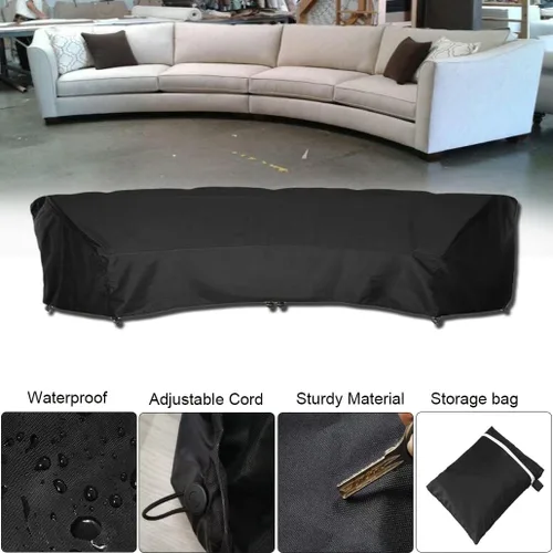Miniatura 5 de SUNSURE Funda de sofá curvada para exteriores de 89 x 45 x 33 pulgadas, funda impermeable para muebles de patio, protector de sofá curvo seccional