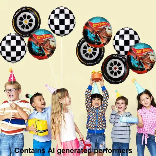 Miniatura 4 de Decoraciones de cumpleaños de autos, suministros de fiesta de cumpleaños de autos de carreras, pancarta de fondo de fiesta de coche de carreras