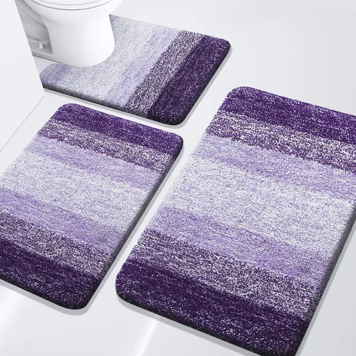 Miniatura 21 de Arotive - Juego de alfombras de baño de 3 piezas, alfombras de baño extra suaves y absorbentes, alfombrillas de baño lavables a máquina y que se