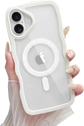 Miniatura 37 de Yeddabox Magsafe - Funda compatible con iPhone 13, diseño de ondas, lindo marco de colores de caramelo con ondas de agua, a prueba de golpes