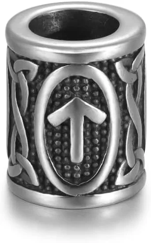 Miniatura 27 de 5 cuentas vikingas de acero inoxidable, cuentas espaciadoras de metal, cuentas espaciadoras de agujero grande, cuentas de tubo de plata antigua