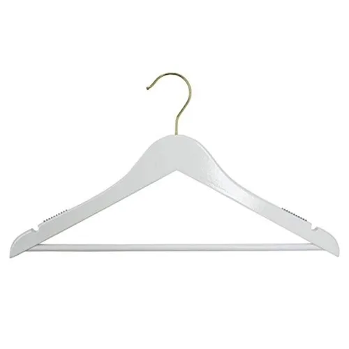NAHANCO 20517WBGH - Percha de madera para trajes, 17 pulgadas, blanco brillante con herrajes dorados (paquete de 100)