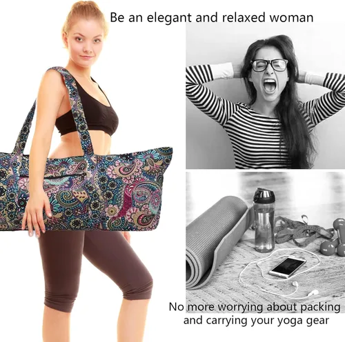 Miniatura 4 de IwIeIaIrI Bolsa para esterilla de yoga para mujeres con bolsillo grande y bolsillo con cierre, accesorios para regalos de yoga con correa de hombro