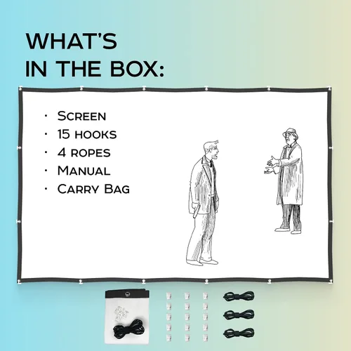 Miniatura 7 de PropVue Pantalla de proyector portátil de 120 pulgadas, pantalla de cine plegable para interiores y exteriores, pantalla blanca, pantalla