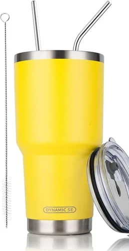 Miniatura 17 de D·S Vaso de 30 onzas con purpurina verde de Navidad con gradiente de acero inoxidable de doble pared aislada al vacío con popote y tapa, cepillo