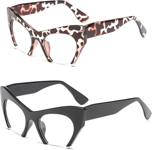 Cristal de lectura de ojo de gato de media luna de moda para mujeres medio borde lente grande