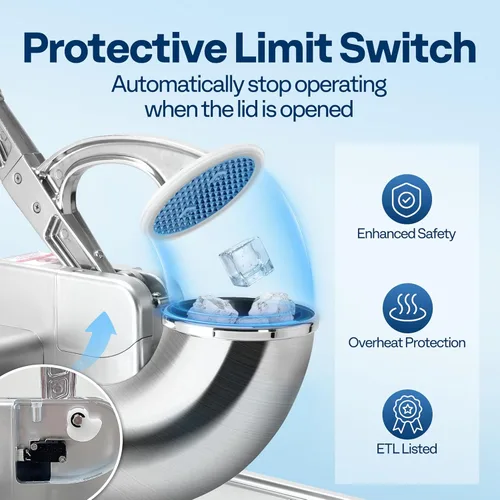 Miniatura 6 de VIVOHOME Trituradora de hielo comercial con cuatro cuchillas, máquina eléctrica para hacer cono de nieve, máquina de hielo afeitado de 350 W