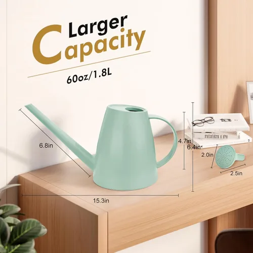 Miniatura 4 de Regadera para plantas de interior y exterior, modernas latas de riego pequeñas con boquilla extraíble, regadera de boquilla larga para plantas Verde