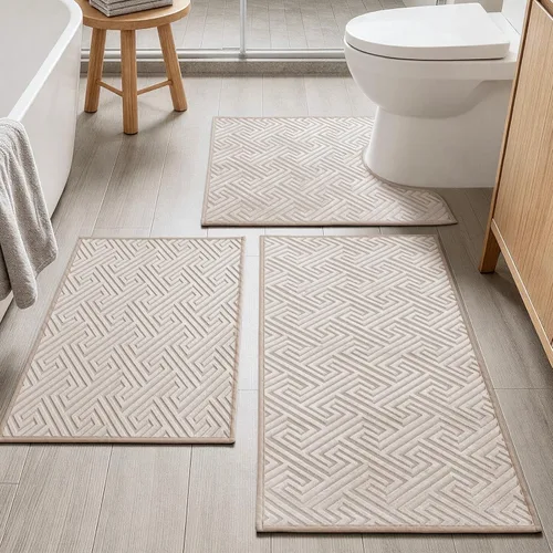Miniatura 14 de YIHOUSE Beige Bathroom Rugs 17"x24", Quick Dry Non Slip Bath Rug, Absorbent Machine Washable Thin Bath Mat for Restroom Floor Tub Laundry Room Home
