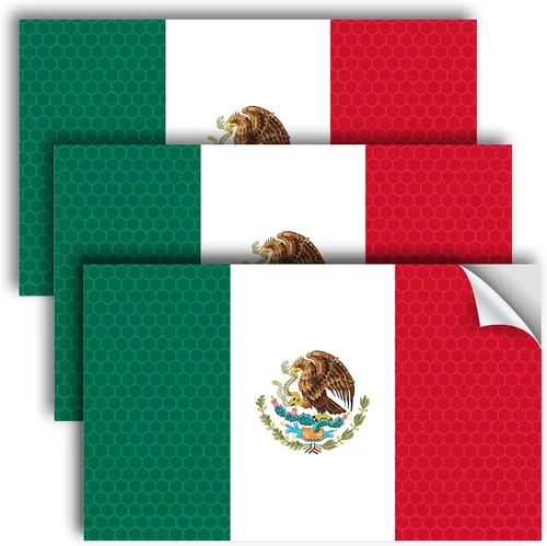 3 calcomanías reflectantes de la bandera de México, 5 x 3 pulgadas, calcomanías de México para automóvil, Jeep, camión, automóvil, parachoques de