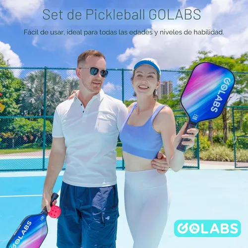 Miniatura 7 de Juego de palas de pickleball Golabs PB1 de 2, superficie duradera de fibra de vidrio y núcleo de polímero de potencia STR de 16 mm de núcleo, Rosa