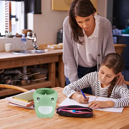 Miniatura 2 de Beavorty Cubo de basura para niños, de 11.02 x 9.64 x 9.64 pulgadas, de plástico, con dibujos animados, dinosaurios, sin tapa, para dormitorio