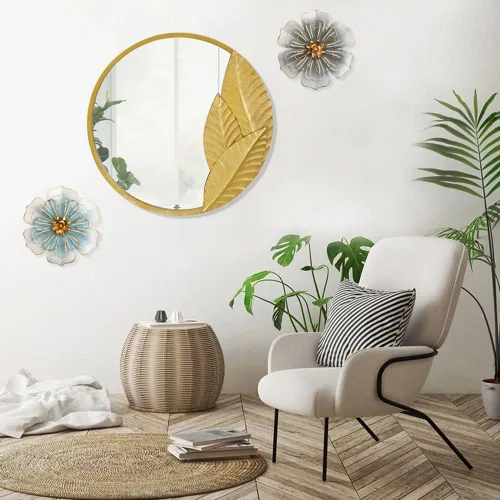 Miniatura 6 de Decoración artística de pared de flores de metal, escultura floral moderna y rústica de 9.5 pulgadas, hierro envejecido para colgar en la pared