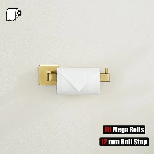 Miniatura 7 de JQK Soporte de papel higiénico dorado, dispensador de papel de seda de acero inoxidable 304 de 5 pulgadas de grosor de 0.031 in para baño, soporte