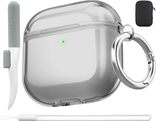 Miniatura 25 de Valkit - Funda transparente protectora para estuche de AirPods, con llavero, poliuretano termoplástico suave, a prueba de golpes, compatible