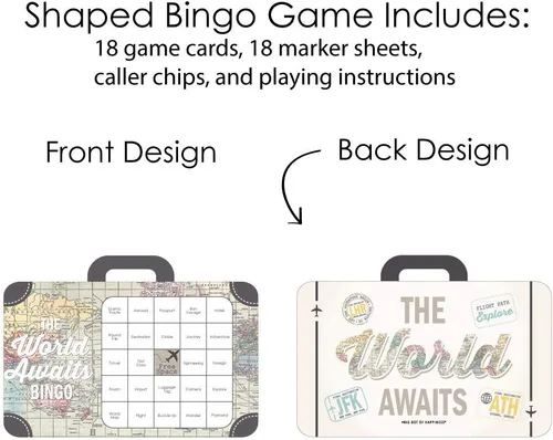 Miniatura 3 de Big Dot of Happiness World Awaits - Tarjetas de bingo y marcadores - Juego de bingo con forma de fiesta temática de viaje - Juego de 18