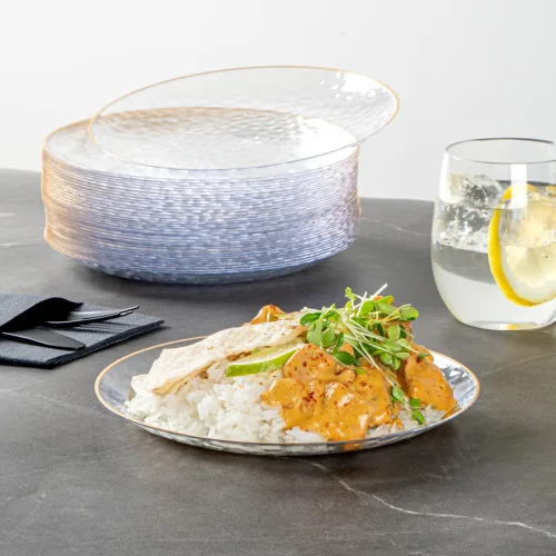 Miniatura 9 de Restaurantware Moderna - Platos desechables de 7.5 pulgadas, 40 platos de plástico duraderos para fiestas, platos llanos de plástico transparente