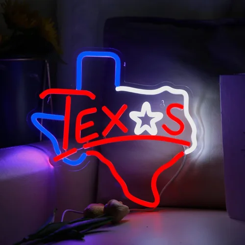 Miniatura 3 de Letrero de neón de Texas alimentado por USB para decoración de habitación, letrero de neón de Texas Longhorn, letrero de luz de neón Lone Star