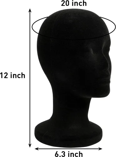 Miniatura 2 de Foraineam Paquete de 2 cabezas de maniquí de espuma negra, cabezas de espuma de maniquí femenino de 12 pulgadas, soporte para peluca, sombreros