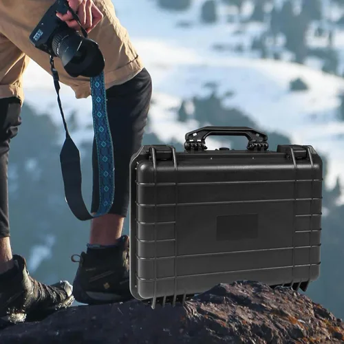 Miniatura 7 de Jack Boss Funda rígida de 18 x 13.8 x 8 pulgadas, funda protectora portátil impermeable para cámara con espuma personalizable, compatible con Negro