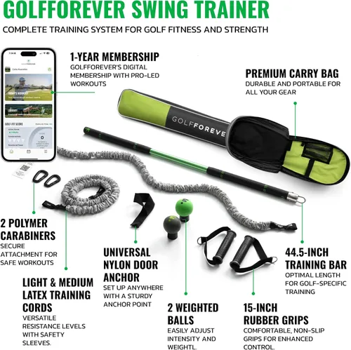 Miniatura 3 de GolfForever Swing Trainer – Golf Fitness & Training System for Strength, Flexibility & Swing Power – Includes Membership & Premium Training Bar for