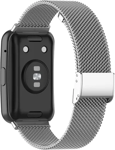 Miniatura 6 de Compatible con Huawei Watch Fit Band para mujeres y hombres, correa de metal de acero inoxidable de repuesto para Huawei Watch Fit Band Plateado