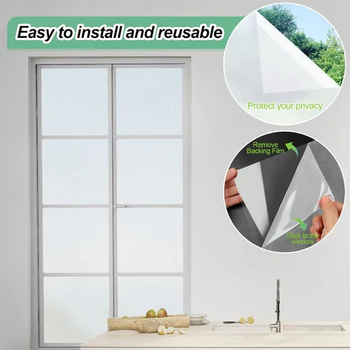 Miniatura 4 de vivinin Película de vidrio esmerilado para ventana, 17.3 x 236.2 pulgadas, película de privacidad anti UV, película de privacidad para ventana