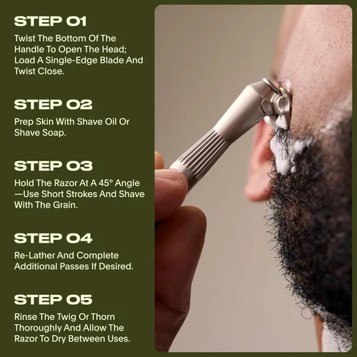 Miniatura 5 de Leaf Thorn Razor by Leaf Shave, maquinilla de afeitar de una sola hoja de metal para hombres y mujeres, cabeza fija con asistencia de carga