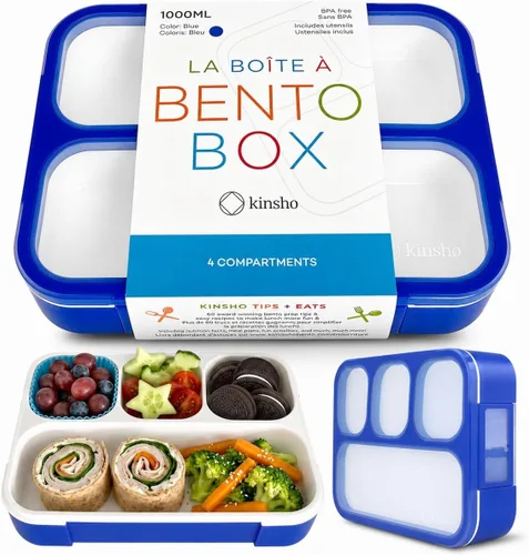Miniatura 8 de kinsho Bento-Box Lonchera para Niños y Niñas, Recipientes de Comida y Aperitivos para Guardería de Niños Pequeños, Escuela, Viajes, Loncheras Para