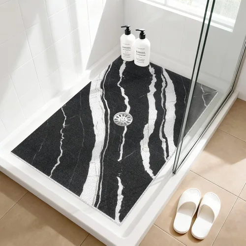 Miniatura 40 de Alfombrilla de ducha cuadrada antideslizante: 24 x 24 pulgadas para ducha interior con orificio de drenaje en el medio, tapete de ducha de masaje